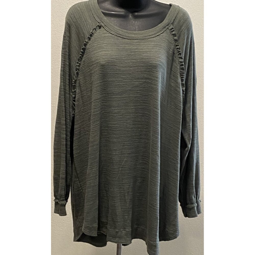 Terra & Sky Womens Size 2X (20-22) Top Long Sleeve Olive
